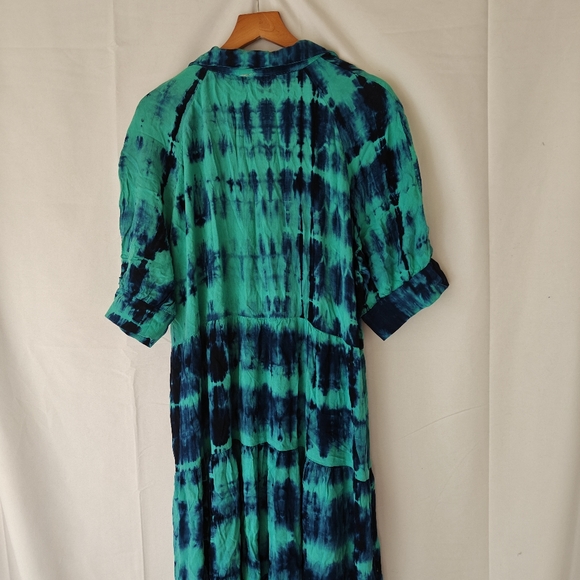 Natural Life Rebecca Midi Dress Turquoise Navy Tie Dye Size XL Women's - Picture 9 of 12